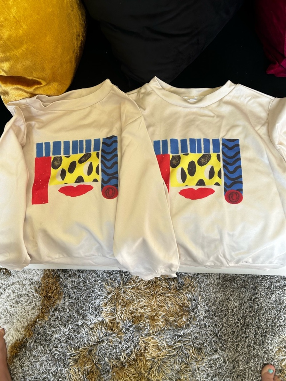 Kids Cream Graphic Sweatshirt with Colorful Pop Art Print